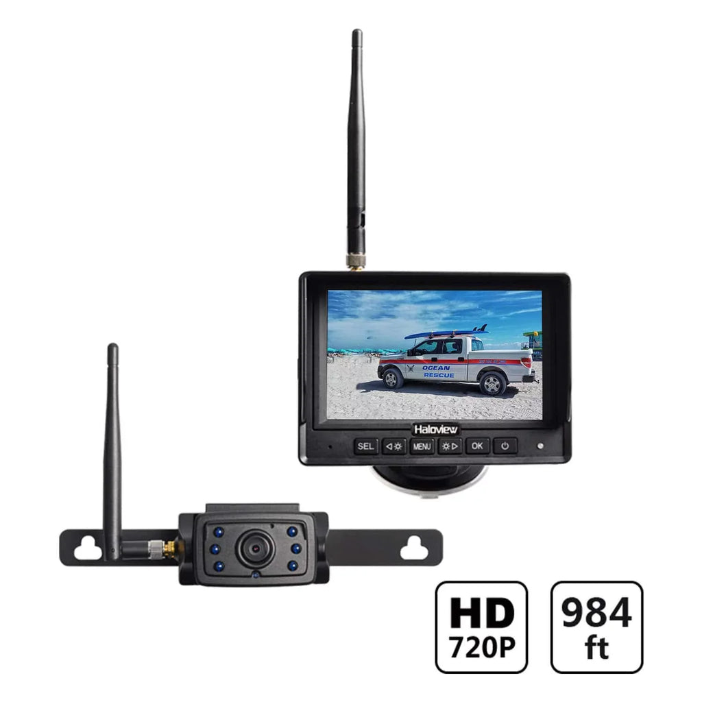 Haloview MC5111 5'' 720P HD Digital Wireless Backup Camera System 5'' LCD Rear View Monitor and IP69K Waterproof Reversing Built in DVR Kit for Trucks/Trailer/Bus/RVs/Pickups/Camper/Vans