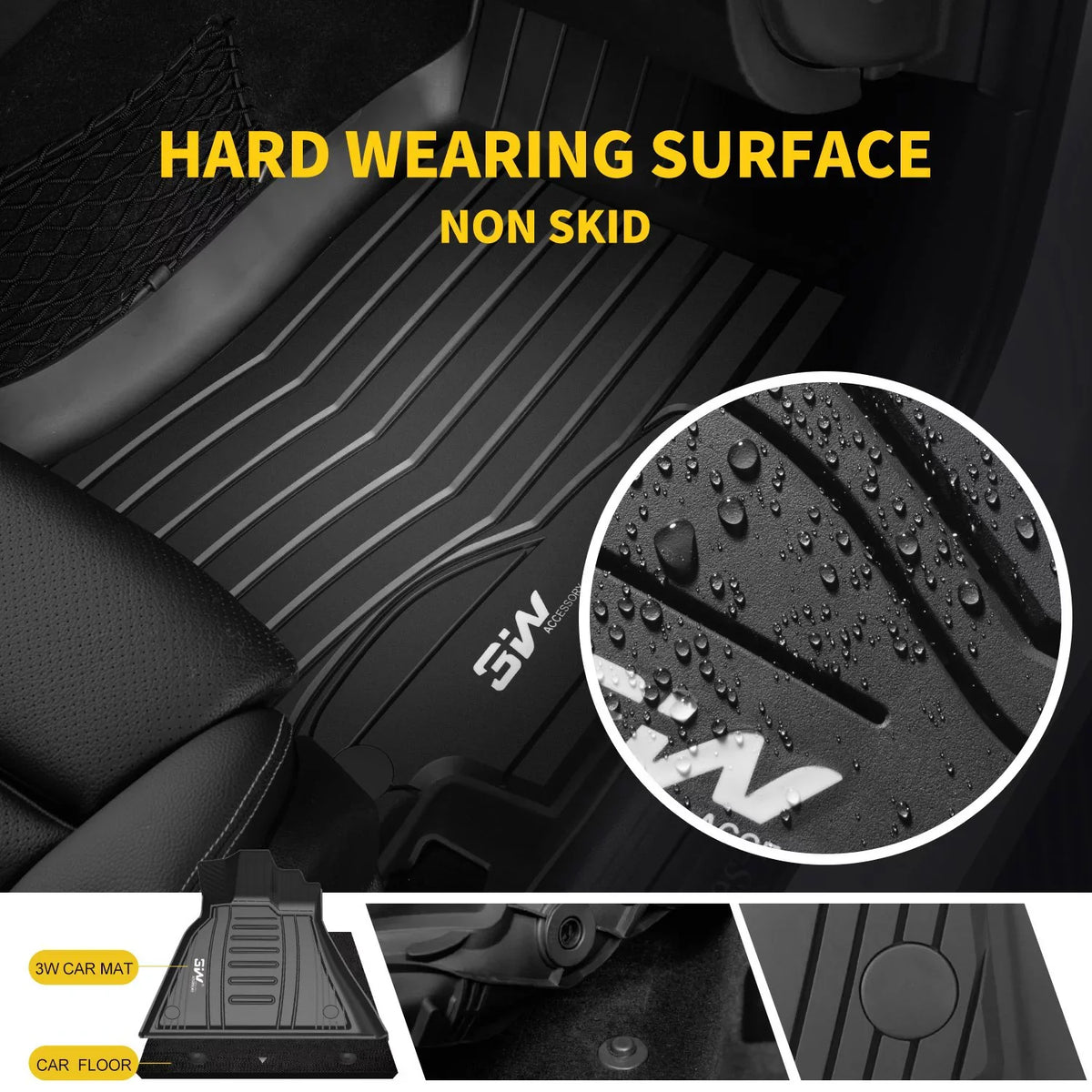 3W Cargo Liner suitable for  Sienna 8 seats 2021-2023 TPE All atmospheric conditions Custom Fit Trunk Mat for 2021 2022  Sienna ( (for Spare Tire Model ), Black