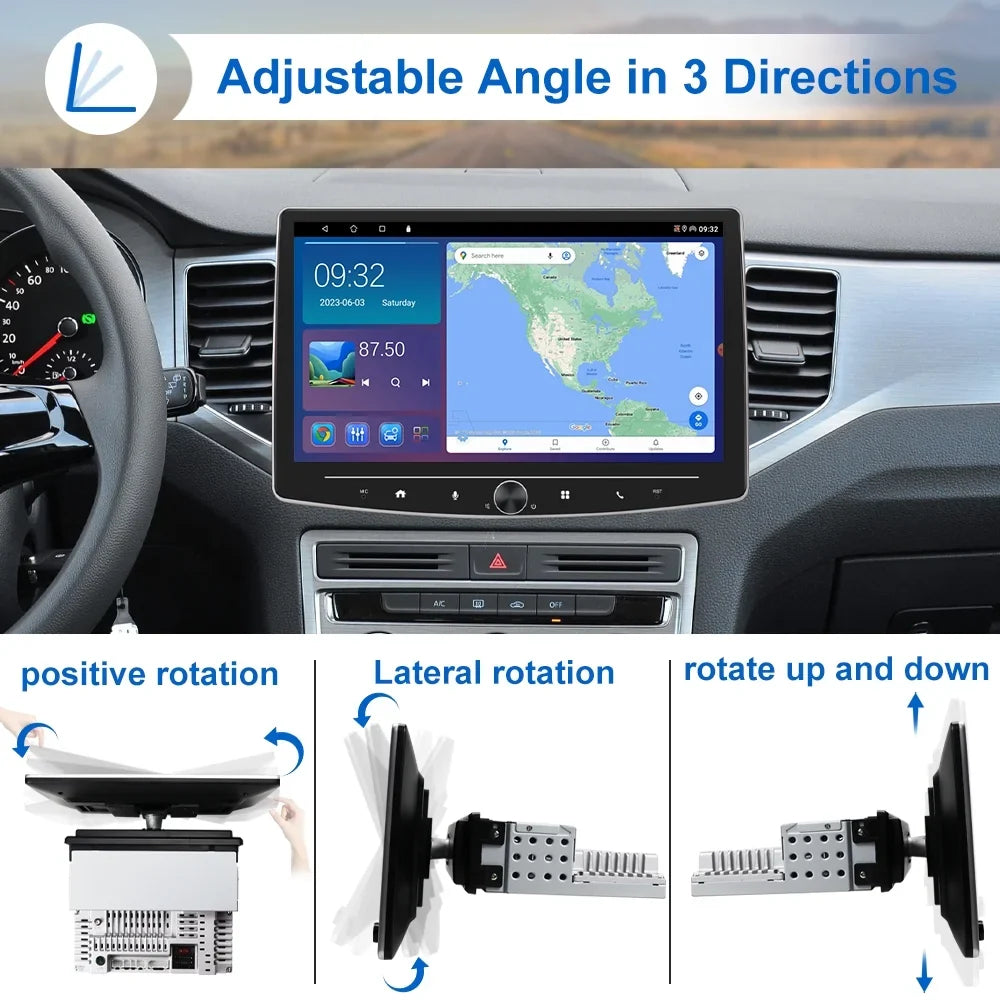 Single 1 Din 10 Inch Touch Screen Car Stereo Radio with  Carplay Android Auto Mirror Link HD Multimedia Player Bluetooth USB FM Audio Receiver USB including AHD Reversing Camera