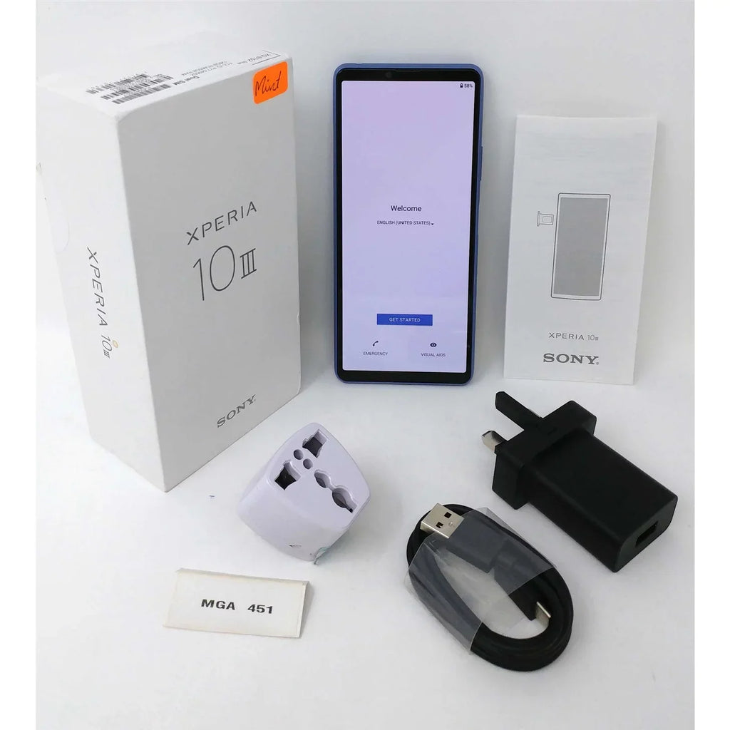 Pre-Owned  Xperia 10 III 5G 128GB XQ-BT52 6GB RAM GSM Factory Unlocked Smartphone - Blue (Like New)