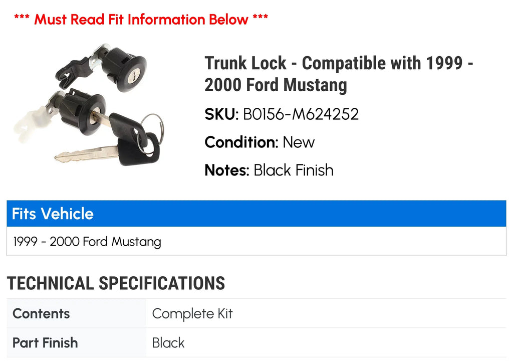 Trunk Lock - appropriate with 1999 - 2000  Mustang