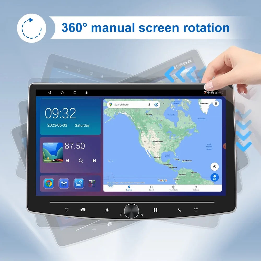 Single 1 Din 10 Inch Touch Screen Car Stereo Radio with  Carplay Android Auto Mirror Link HD Multimedia Player Bluetooth USB FM Audio Receiver USB including AHD Reversing Camera