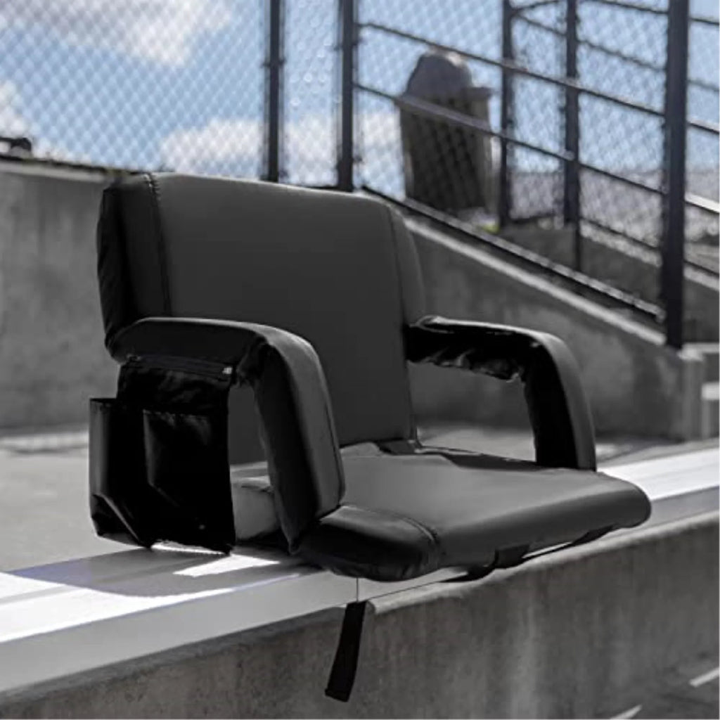 Flash Furniture Malta Fabric Extra Wide Stadium Chair, Black