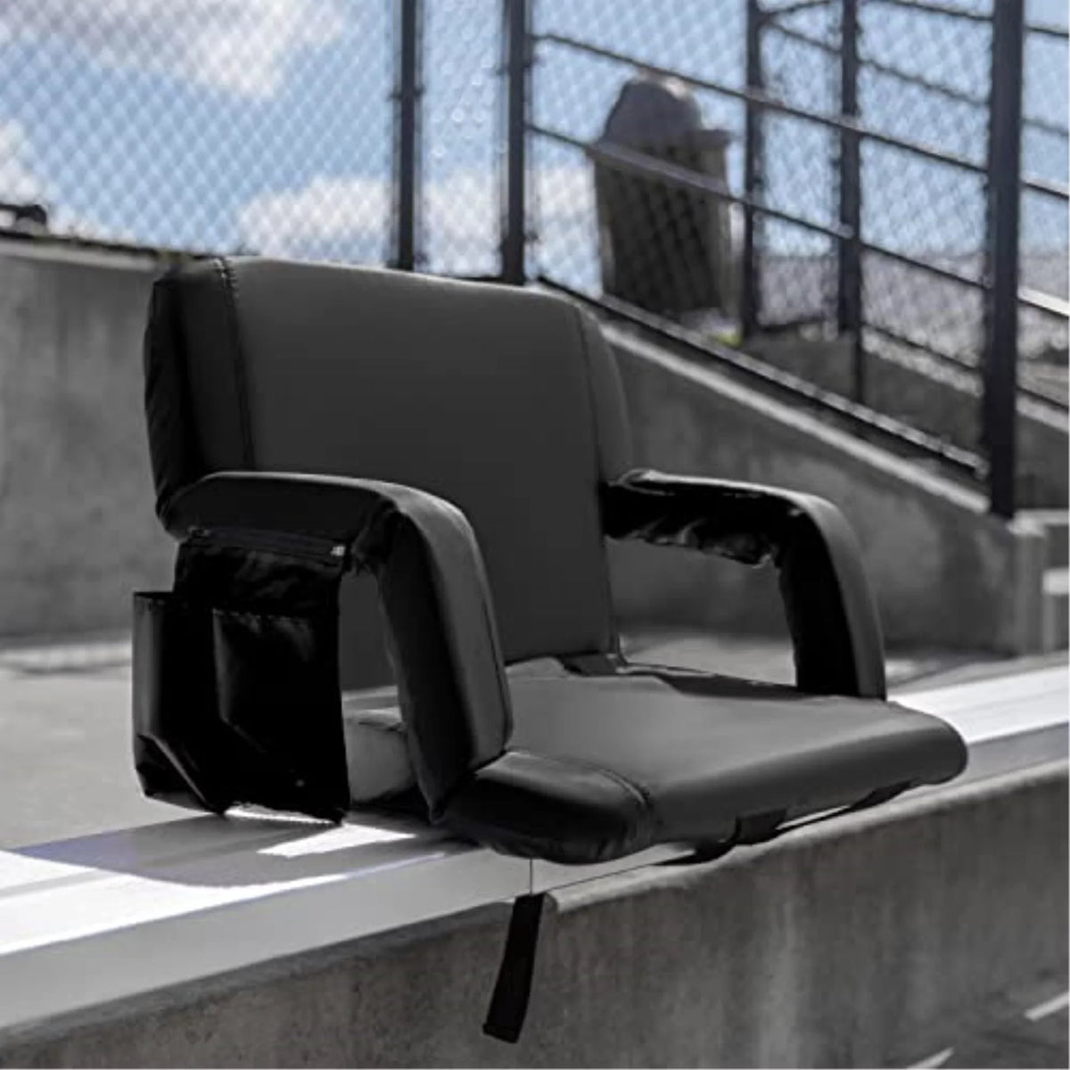 Flash Furniture Malta Fabric Extra Wide Stadium Chair, Black