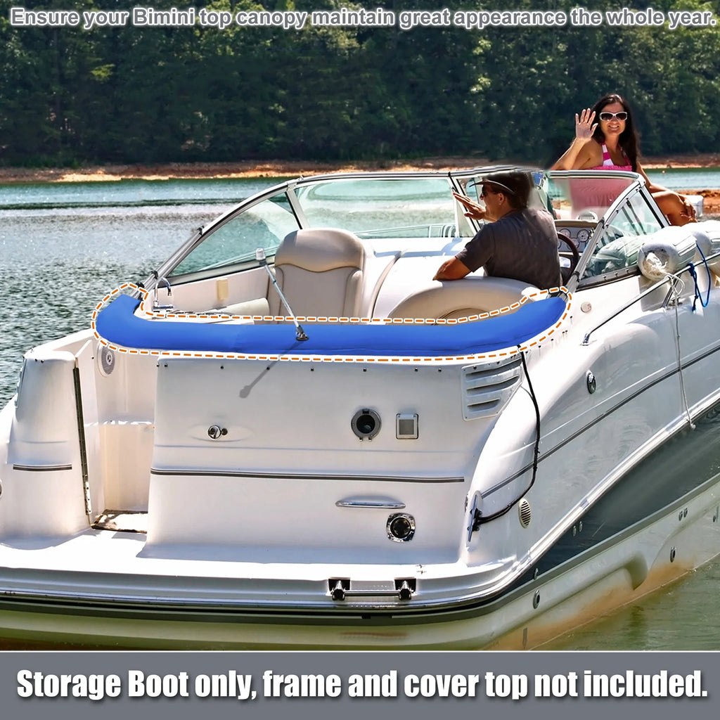 ship Bimini Top Storage Boot with Light Hole 600D Polyester Canvas Blue 91"-96" W for 3 Bow 4 Bow
