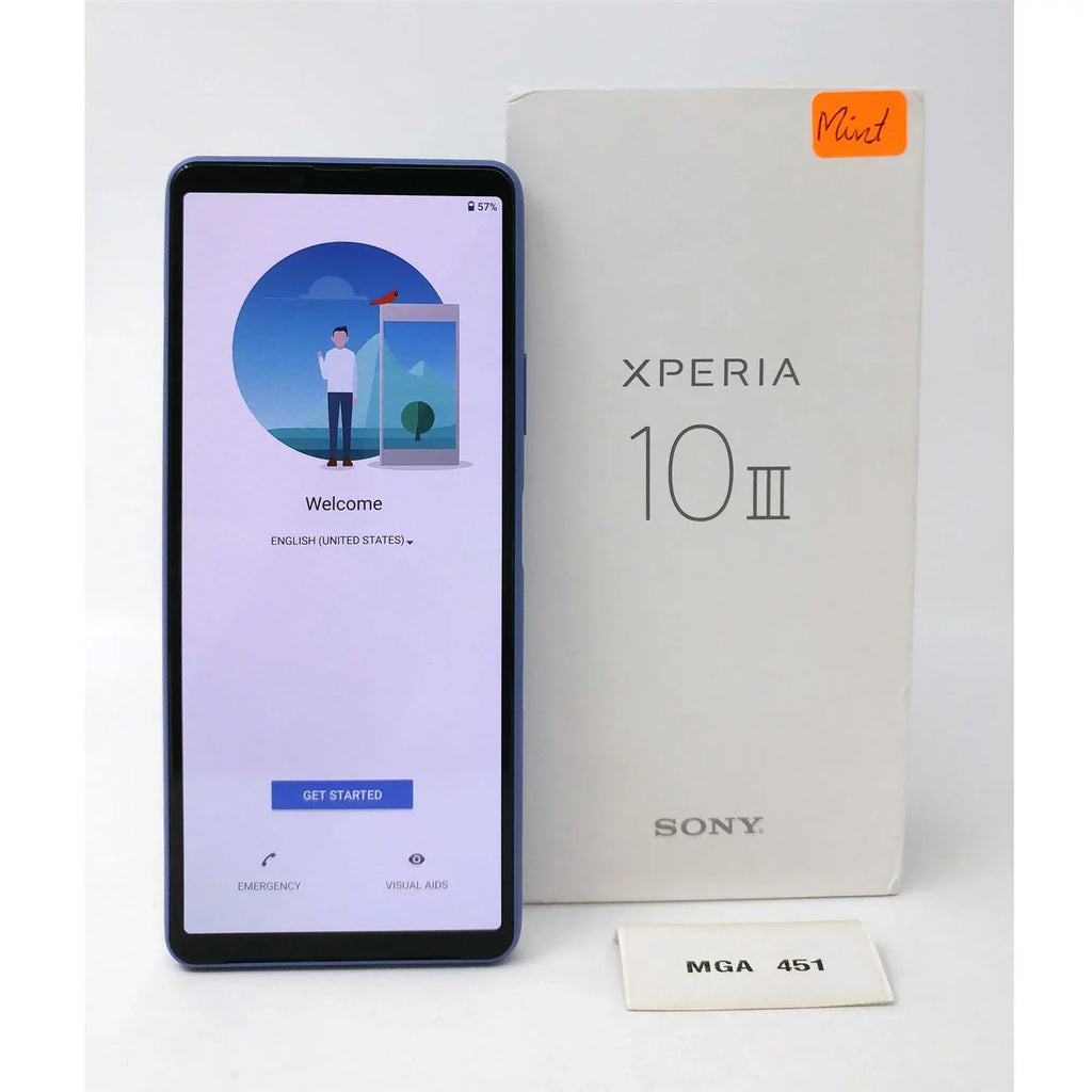 Pre-Owned  Xperia 10 III 5G 128GB XQ-BT52 6GB RAM GSM Factory Unlocked Smartphone - Blue (Like New)