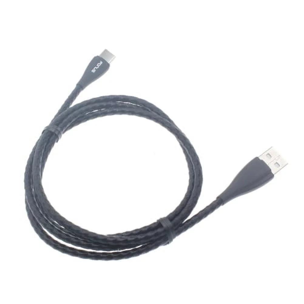Black Horizontal Leather Case Side wrap w Metal Braided Type-C USB Cable Charger Power Cord 3ft Long USB-C Wire W2M for  Phone 2 -  Galaxy S9 Plus S10 Plus A50 -  Xperia XZ3