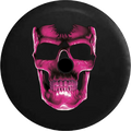 2018 2019 Wrangler JL Backup Camera 3D Cracked Grinning Skull Almost Glowing Pink Spare Tire wrap for Jeep RV 33 Inch