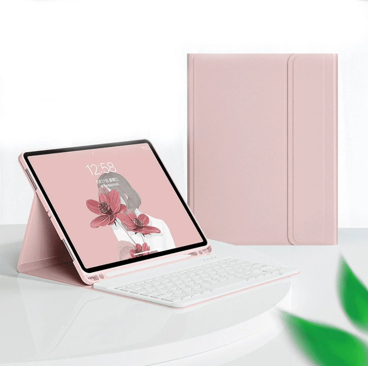 Keyboard Case for iPad 10th Generation, Slim Protective Case with Pencil Holder, Detachable Wireless Keyboard Case for iPad 10th Generation 10.9 Inch -pink