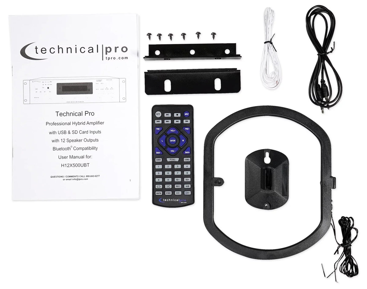 6000w 6-Zone, Home Theater Bluetooth Receiver+12) Black 6.5" Ceiling Speakers+EQ
