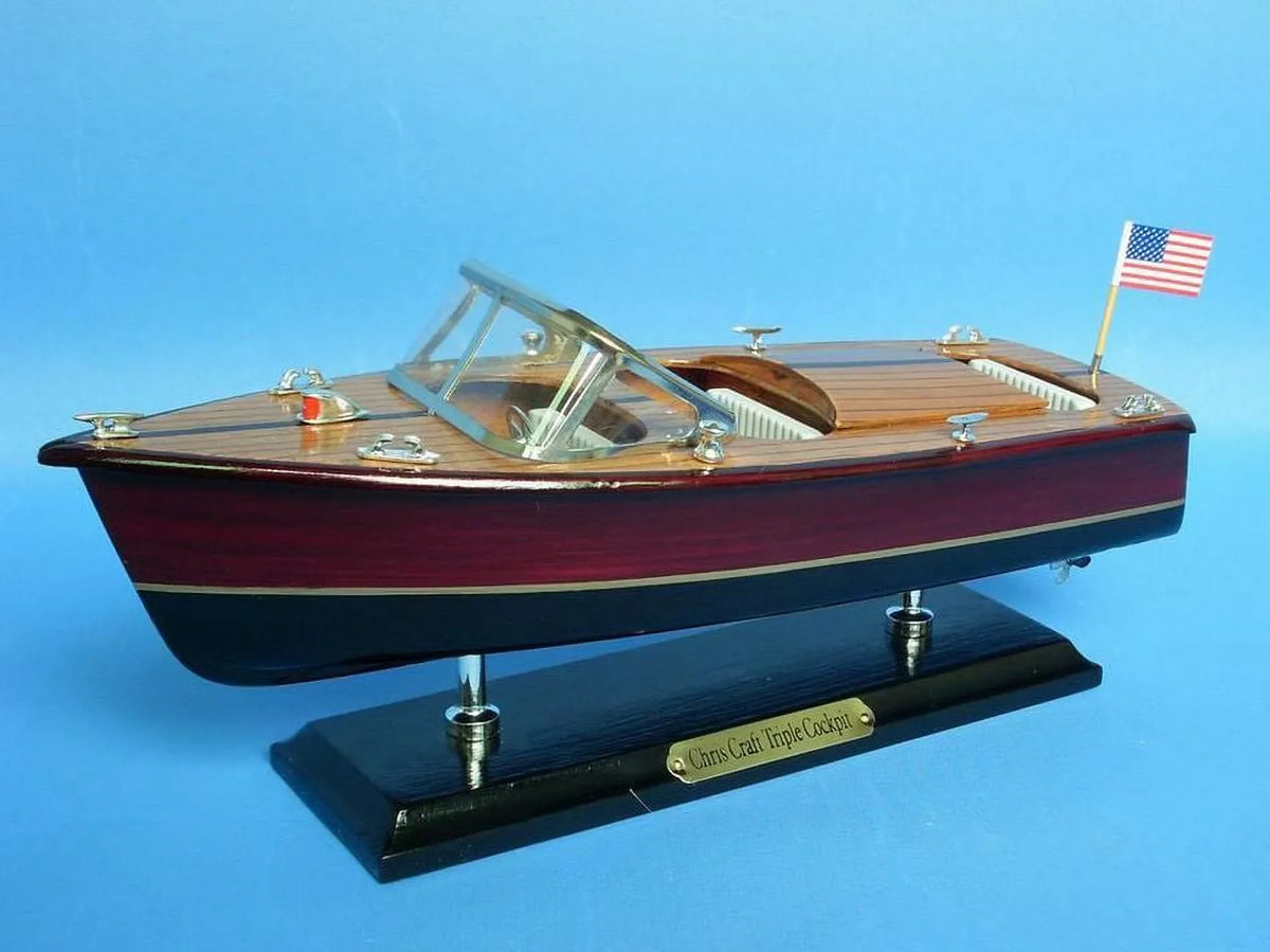 Decorative Speed craft. Handcrafted Model Ships Triple Cockpit 14 Chris Craft Triple Cockpit 14 in